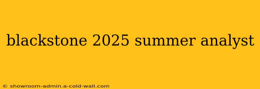 blackstone 2025 summer analyst