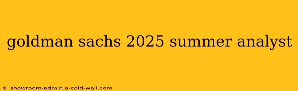 goldman sachs 2025 summer analyst