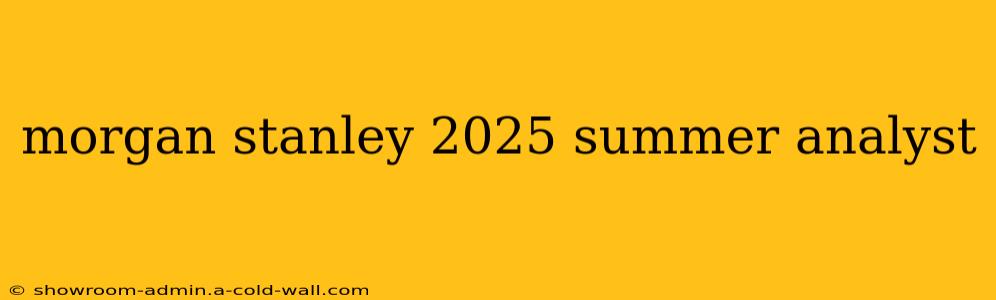 morgan stanley 2025 summer analyst