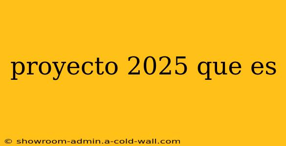 proyecto 2025 que es