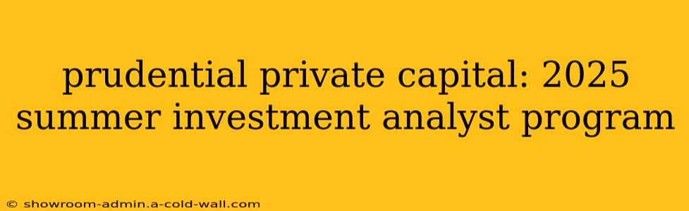 prudential private capital: 2025 summer investment analyst program