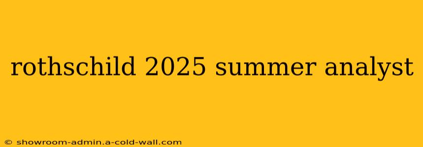 rothschild 2025 summer analyst