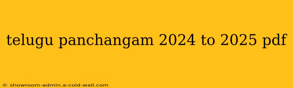 telugu panchangam 2024 to 2025 pdf